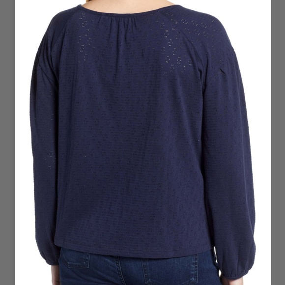 Caslon Navy Peasant Top NWT - Picture 2 of 2